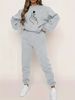 Women's Autumn And Winter Hip-hop Casual Street Comparison Gesture Pattern Printed Round Neck Sweatshirt+sports Pants Warm Suit-614_ecoleips.com