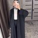 Muslim Fashion Elegant Women's Cardigan Robe Dress With Loose Pants Two-Piece Set K116_ecoleips.com