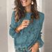 Elegant Lace Long Sleeve Blouse With Bell Sleeves - Breathable Cotton Blend, Loose Fit, Round Neck, Versatile For Casual & Streetwear_ecoleips.com