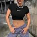 Women's Slim Fit Cropped T-Shirt Y2K Street Style Print Sexy Black Beauty Short Sleeve Casual Elegant Fashion Top for Summer_ecoleips.com