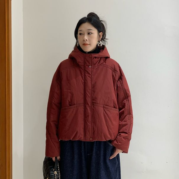girl Quilted Jacket 2025 Winter New Retro Hooded Warm Coat For Women Patchwork Casual Cotton Outerwear 7122_ecoleips.com