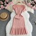 Women's Clothing V Neck Fishtail Dress Knitted Black Temperament Waist Slim Design Skirt_ecoleips.com