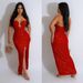 Women's solid color sexy sequined backless long skirt dress_ecoleips.com