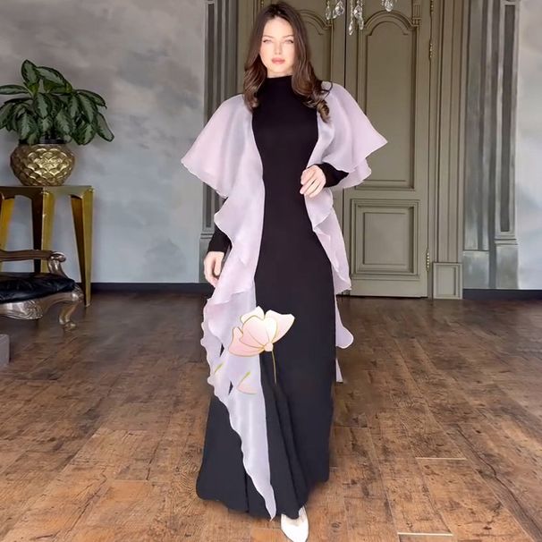 2025 Summer New European And American Fashion Pleated Splicing Elegant Fairy Long Sleeved Temperament Dress_ecoleips.com