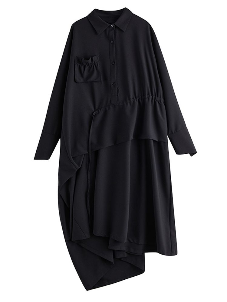 Irregular Patchwork Oversized Shirt Dresses For Women Spring Autumn New Long Sleeve Loose Casual Long Dress Elegant Clothes 2025_ecoleips.com