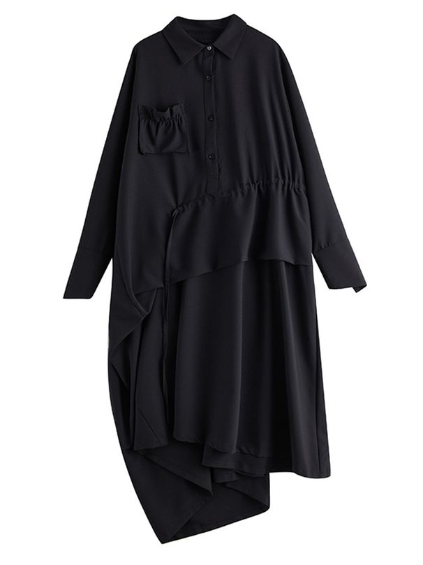 Irregular Patchwork Oversized Shirt Dresses For Women Spring Autumn New Long Sleeve Loose Casual Long Dress Elegant Clothes 2025_ecoleips.com