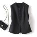 Women's Slim Fit round Neck Vest Sleeveless Short Outerwear for Spring/Autumn Petite Style 2024_ecoleips.com