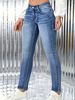 Women's Clothing Stretchy Skinny Jeans Fashionable Versatile Slimming Blue Denim Trousers Simple_ecoleips.com