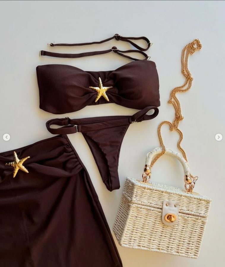 Sexy Solid Color Bikini Split Swimsuit Three Piece Suit New Suspender Bikini_ecoleips.com