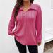 Plus-Size V-Collar Ribbed Long-Sleeve T-Shirt – Soft Brushed Interior, Relaxed Fit For Fall & Winter (1XL-5XL)_ecoleips.com