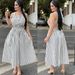 Women's Clothing Striped Round Neck Sleeveless Backless Cross Strap Waist Dress With Large Skirt_ecoleips.com