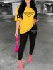 Women's Casual Loose And Fashionable Paris Pattern Print Loose T-shirt+cropped Pants Two-piece Home Sportswear Daily Wear-433_ecoleips.com