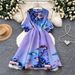 Women's Floral Print Dress French Romantic Style Long Sleeves Slim Fit A-Line Skirt Elegant Youthful Spring Dress_ecoleips.com