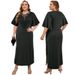 Women's Clothing Plus Size Women's 3D Decorative Tassel Slit Dress Five Sleeve Fashion For Formal & Casual For Women_ecoleips.com
