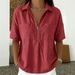 Summer Women's Loose Fit Short Sleeve T-Shirt V Neck Zipper Solid Color American Style Independent Website New Arrivals_ecoleips.com