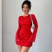 Women's Clothing Sexy Fashion New Printed Backless Dress Temperament Elegant Trumpet Sleeve Short Skirt_ecoleips.com
