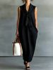 Summer Chinese Style Women's Dress Elegant Linen Straight Skirt round Neck A-Line Slim Fit Casual Vintage Fashion_ecoleips.com