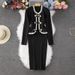 Elegant Knit Vest Dress Two-Piece Set For Women - Slim Fit Cardigan & Skirt Outfit_ecoleips.com