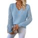 Spring Autumn Knitted Sweater European And American Cross-Border Foreign Trade Women's Fashion Elegant V-Neck_ecoleips.com
