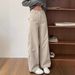 American Khaki Straight Casual Work For Women In Summer, Short And Wide Leg Pants, High Waist Slimming Suit Pants_ecoleips.com