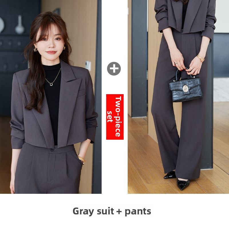 Petite Women's Clothing Wide Leg Trouser Suit Stylish Professional Look Elegant Outerwear For Spring And Autumn_ecoleips.com