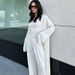 Summer New Women's Three Piece Set Style Casual Long Coat With Suspender Tie Wide Leg Trousers_ecoleips.com