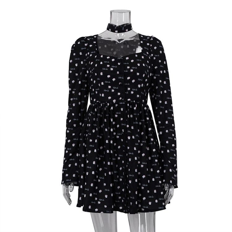 European American Women's Fashion 2026 Spring And Autumn New French Tea Party With Collar, Square Neck, Long Sleeves,_ecoleips.com