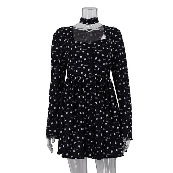 European American Women's Fashion 2026 Spring And Autumn New French Tea Party With Collar, Square Neck, Long Sleeves,_ecoleips.com