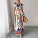 Women's Clothing New Printed Leisure Vacation Style Bohemian Short Sleeved Top Long Skirt Ladies Suit_ecoleips.com