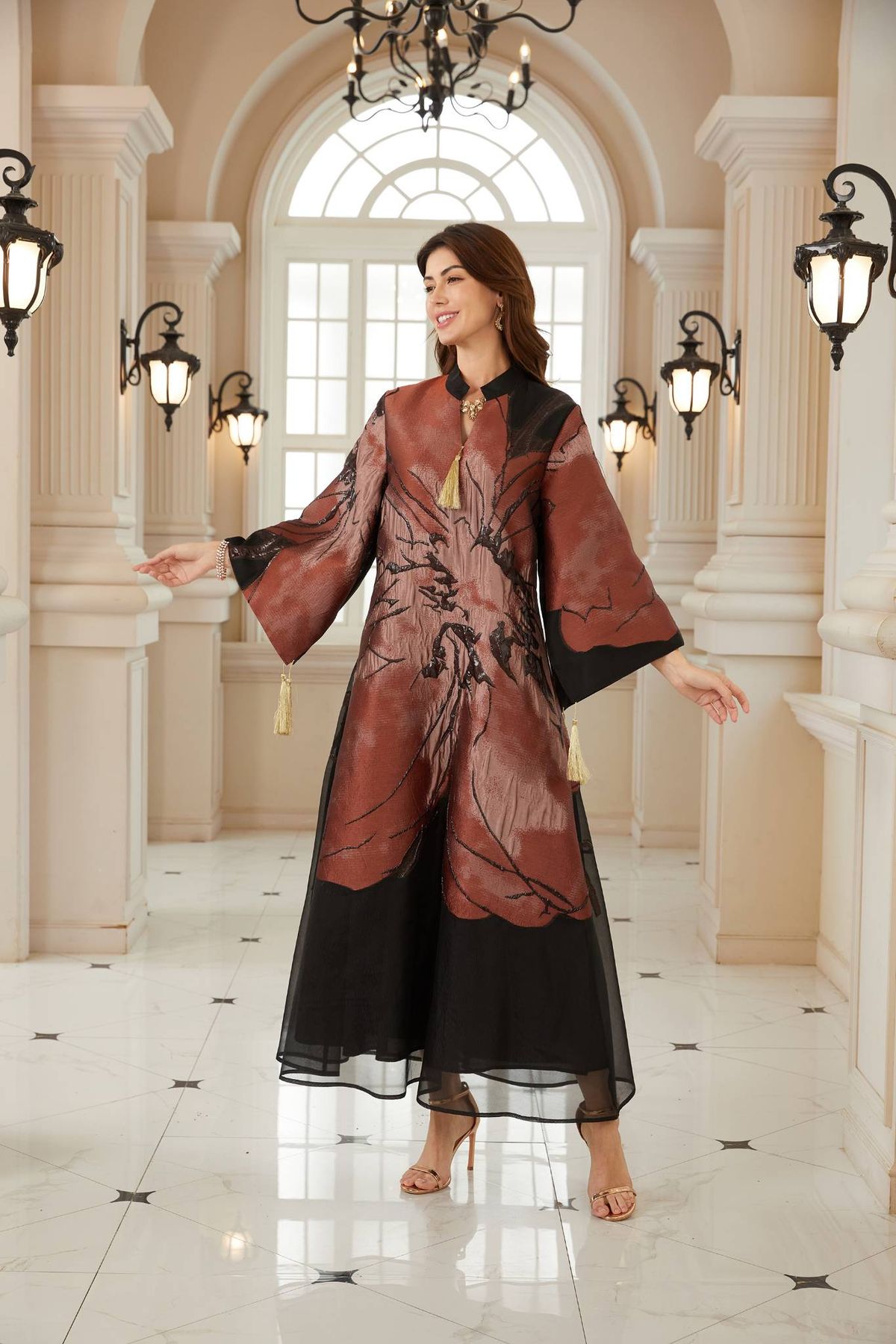 High-End Fashion Loose Jacquard Muslim Long Dress For Women, Cross-Border Export, Stylish And Comfortable, Perfect For Everyday Wear_ecoleips.com