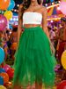 Targeted Casual Irregular Mesh Midi Skirt, Women's Mid-length Versatile High-waisted Slimming Tulle Skirt/cake Skirt_ecoleips.com