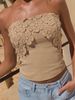 Newest Sexy Slim Fit Strapless Tank Top Women's Sleeveless Off The Shoulder Design With Fashionable Lace Trim_ecoleips.com