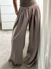 Women's High-Waisted Double Pleated Textured Wide Leg Pants Casual Minimalist Spring Summer Clothing_ecoleips.com