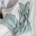 Women's Clothing Hollow Sexy Slim Hip Hugging Skirt Slit Knitted Long Skirt Summer Solid Color Sleeveless Dress_ecoleips.com