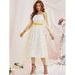 Spring/Summer U-Neck Mesh Mesh Printed Inner Lining Dress Belt_ecoleips.com