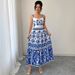 Women's Clothing Spring And Summer New High Waist Sling A Line Skirt Floral Print Sleeveless Waist Elegant Dress_ecoleips.com
