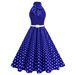 Vintage Floral Polka Dot Print Shift Dress With Large Lapel Collar, Sleeveless Midi Dress For Women, Retro Inspired Elegant Daily Wear_ecoleips.com