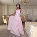 Elegant High-Waisted Sleeveless Maxi Dress Set With Ruffle Hem - Soft Pink Pure Color Two-Piece Outfit For Women_ecoleips.com