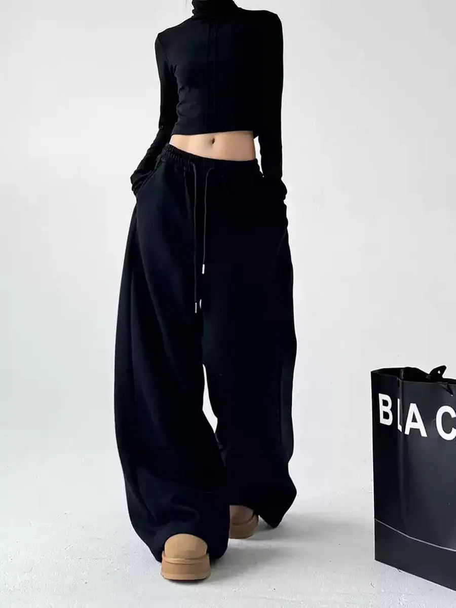 Women's Casual Straight-Leg Pants – Breathable Cotton Blend, Loose Fit, Wrinkle-Resistant (White/Light Gray/Pink/Dark Gray/Black, Sizes S-Xl)_ecoleips.com