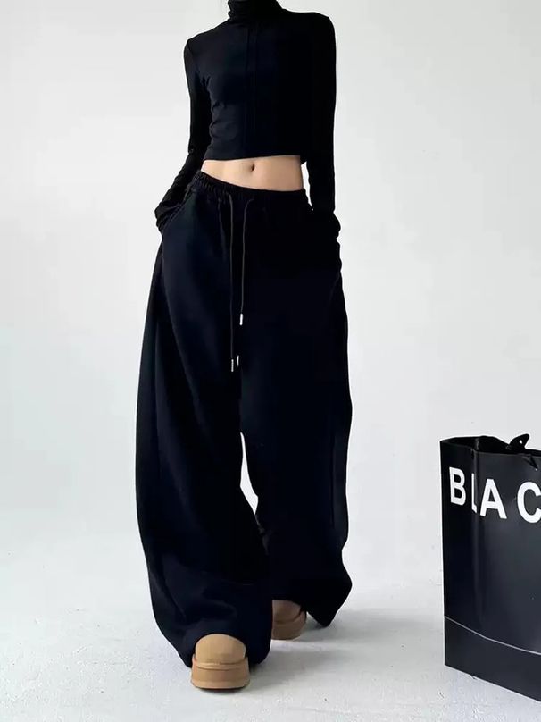 Women's Casual Straight-Leg Pants – Breathable Cotton Blend, Loose Fit, Wrinkle-Resistant (White/Light Gray/Pink/Dark Gray/Black, Sizes S-Xl)_ecoleips.com