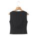 Women's Clothing Design Vest Striped Strap Top Pleated Skirt Suit_ecoleips.com