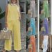 Women's Clothing Cotton And Linen Suit Sleeveless Tops Wide Leg Trousers Two Piece Suit_ecoleips.com