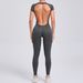 European And American Tight Quick Drying Yoga Jumpsuit One Piece Yoga Clothes Short Sleeved Backless Hip Lifting Sports Fitness Clothes_ecoleips.com