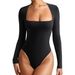 Women's Long Sleeve Bodysuit Stretchy Milk Silk Jumpsuit Slim Fit One-Piece Top For Fall Winter Layering_ecoleips.com