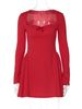 Hugcitar Autumn Elegant Solid Long Sleeve Bow Sexy Slim Pleated Mini Prom Dress Women New Y2K Outfits Birthday Party Vacation_ecoleips.com