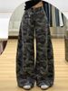American-style High Street Camouflage Wide-leg Cargo Pants For Women, 2025 Autumn And Winter, Loose Straight Cut,_ecoleips.com