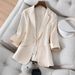 Women's Clothing Slim Fit Blazer – Korean Style Cropped Jacket With Flutter Sleeves For Office & Casual_ecoleips.com