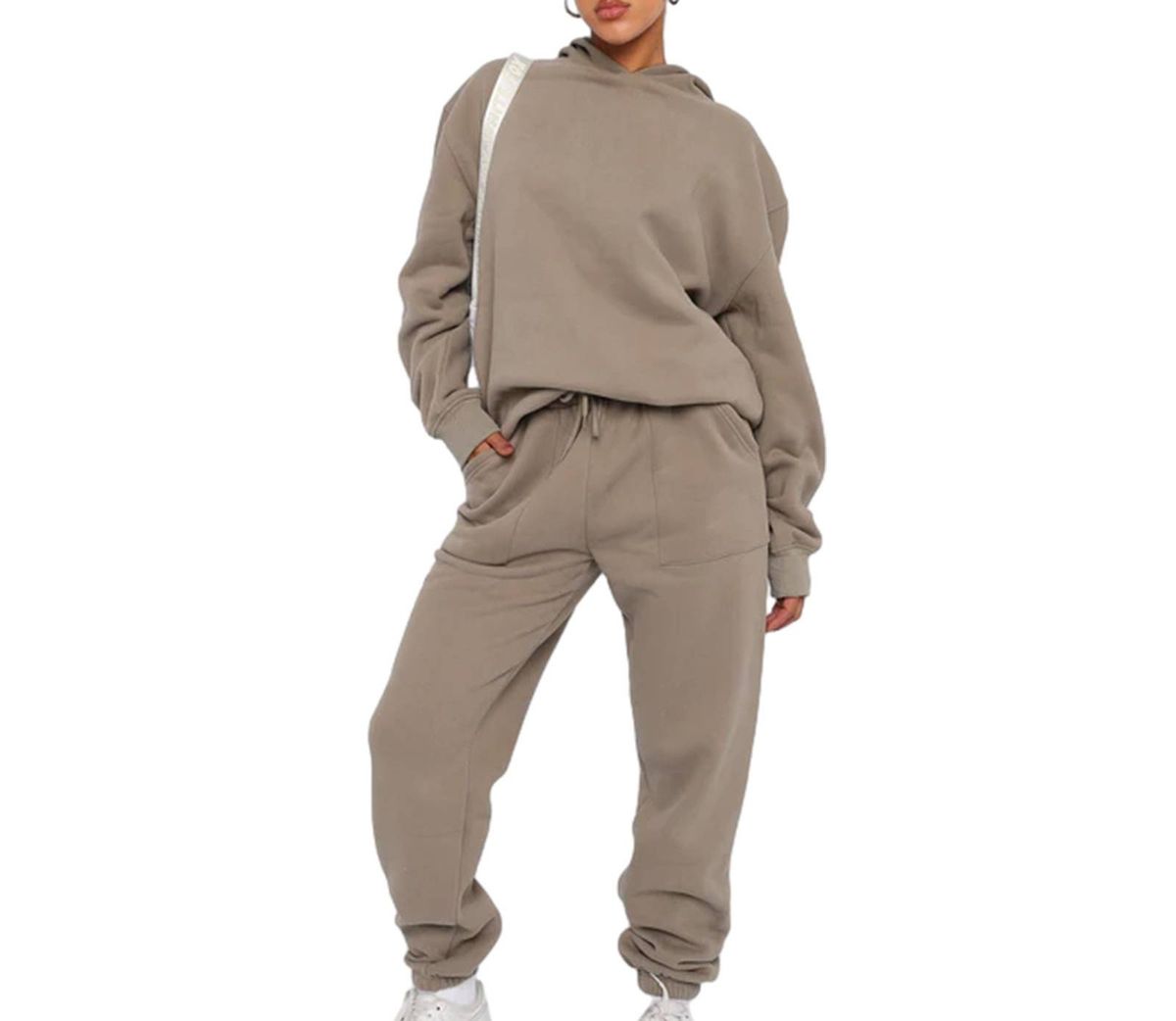 Women's Fleece Hoodie & Jogger Set - Long Sleeve Pullover Sweatshirt With Pockets, Streetwear Loungewear (Black/Light Grey/Dark Grey/Pink/Khaki)_ecoleips.com