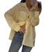 Women's Clothing Thin Shirt Cardigan Loose Top Spring & Summer Glitter Sequin Blouse – Oversized Shirt With 3D Embellishments (Yellow, Pink)_ecoleips.com