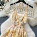 French-Inspired Elegant Knit Dress – V-Neck Long Sleeve Flounce Hem Dress (4 Colors, One-Size, Wrinkle-Resistant)_ecoleips.com